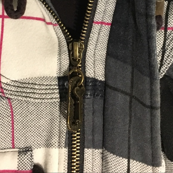 ROXY plaid jacket with faux fur hood - Picture 4 of 7